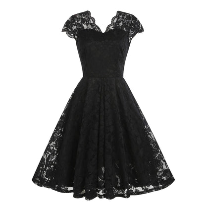 Women's Lace Sleeveless Dress Hepburn Vintage Dresses