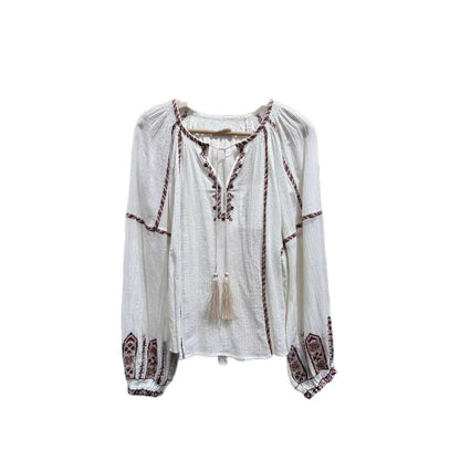 Embroidery Tassel Long Sleeve Shirt Elastic Suits