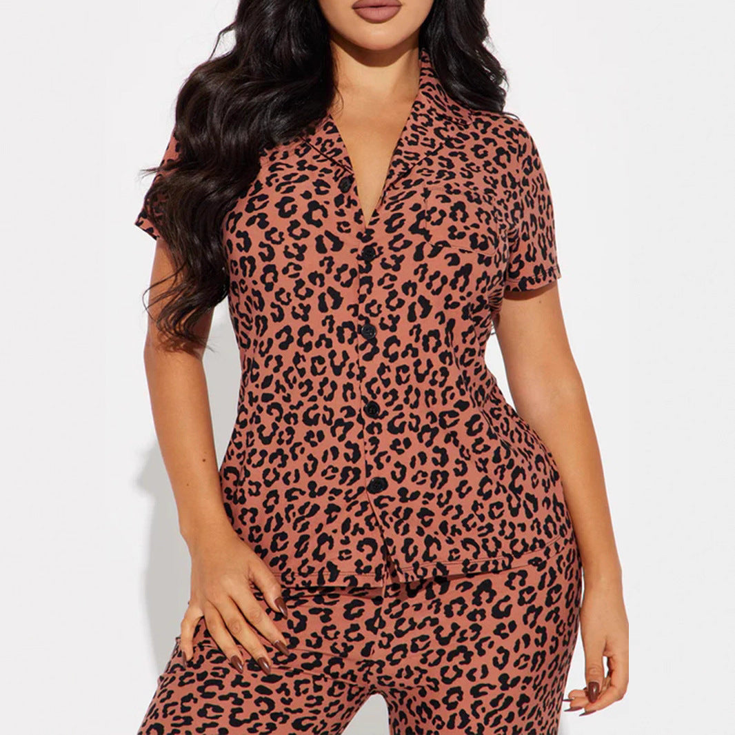 Women's Comfortable Printed Sleeve Home High Waist Suits