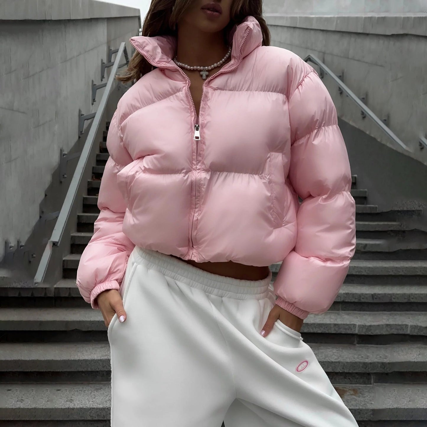 Women's Solid Color Basic For Thickened Warm Quilted Trendy Coats
