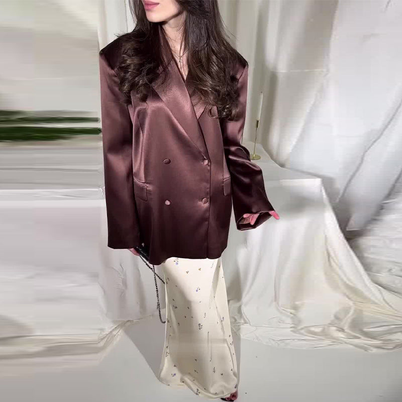 Women's Autumn Solid Color Mercerizing Two-piece Set Suits