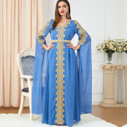 Women's Patchwork Super Long Sleeve Autumn Formal Dresses