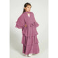 Children's Stitching Solid Color Waist Chiffon Elegant Long Dresses