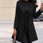 Women's Elegant Mid-length Single-breasted Slim Lapel Woolen Coats