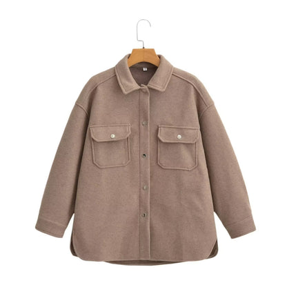 Women's Comfortable Fashion Solid Color Woolen Coats