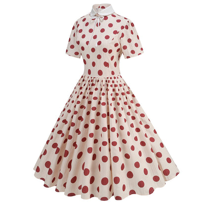 Slimming Pleated Polka Dots Elegant Graceful Dresses