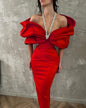 Women's French Style Black Halter Dress Noble Elegant Dresses