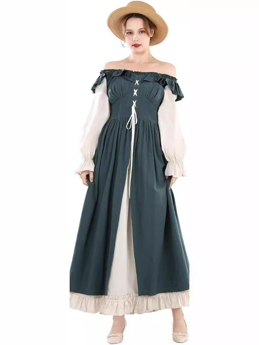 Women's Renaissance Dress Medieval Fairy Long Sleeve Dresses