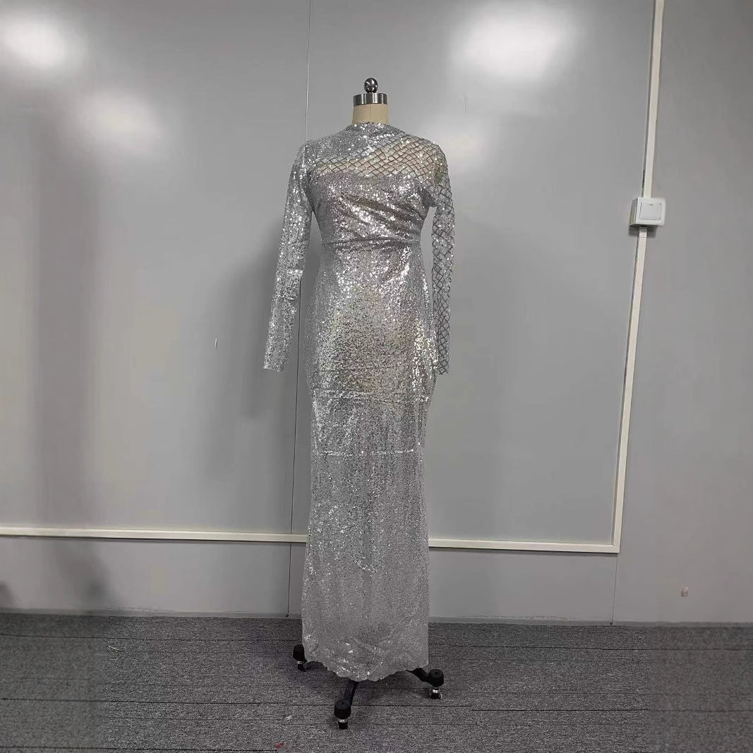 Hollow Out Dress Round Neck Slim Dresses