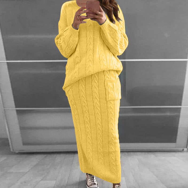 Women's Fashion Twist Stitch Set Dress Sweaters