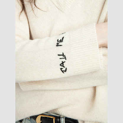 Women's French Niche Handmade Wool Embroidered Cashmere Sweaters