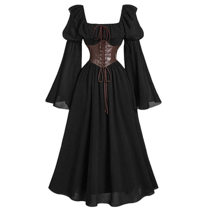 Women's Dress Flared Sleeve Waist Square Collar Dresses