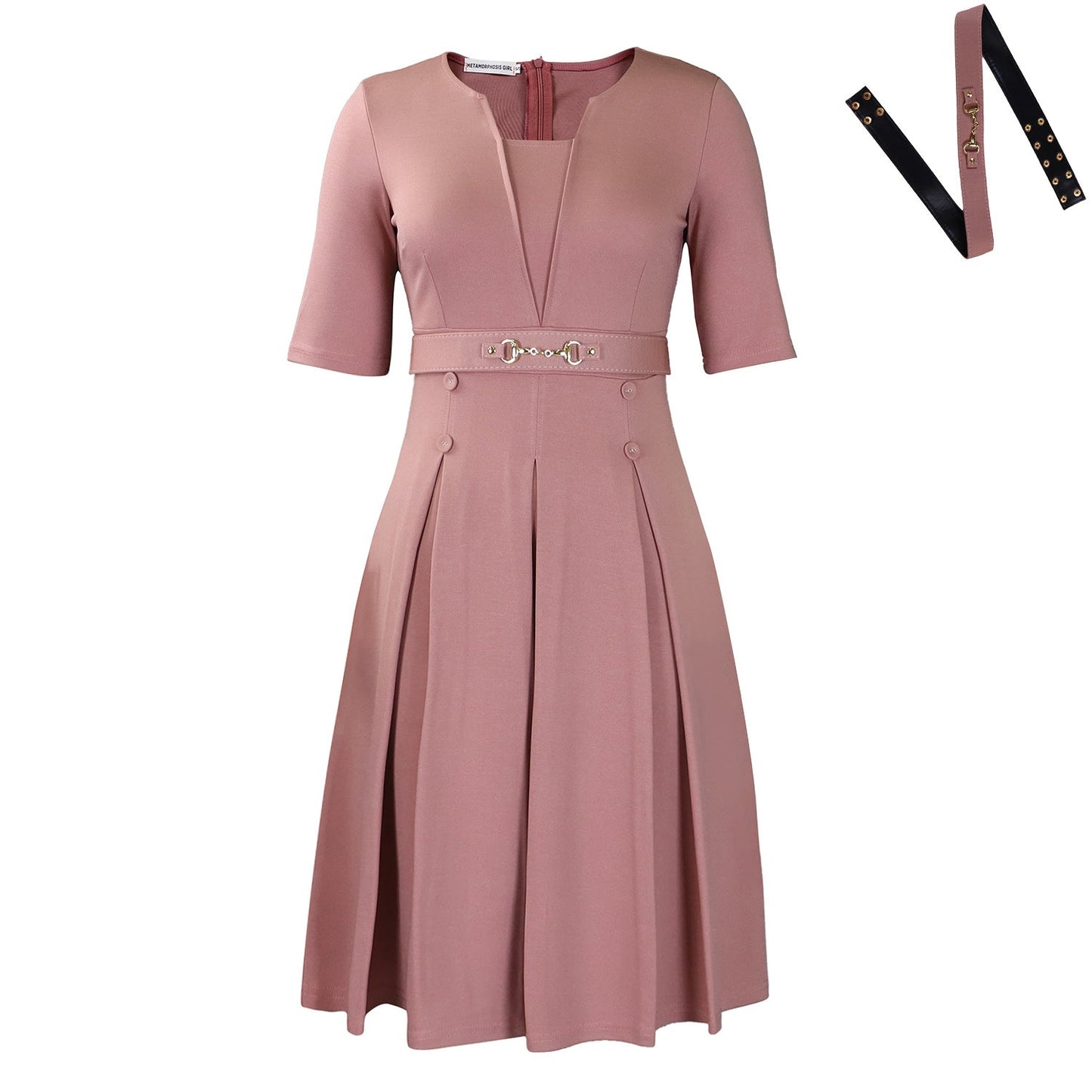 Women's Summer Sleeve Fashion Elegant Commuter Solid Color Dresses
