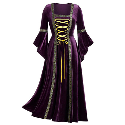 Women's Gothic Punk Long Sleeve Tied Dress Dresses