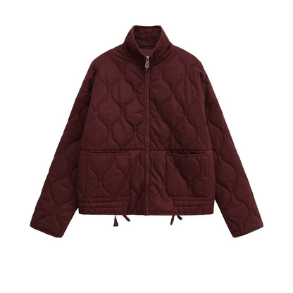 Women's Wear Commuting Fashion Stand Collar Diamond Coats