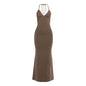 Summer Women Clothing Sexy V neck Backless Chain Slim Dress