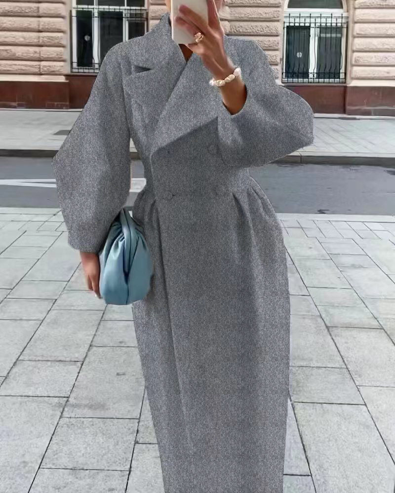 Hepburn Woolen Royal Court Style Lantern Sleeve Large Coats
