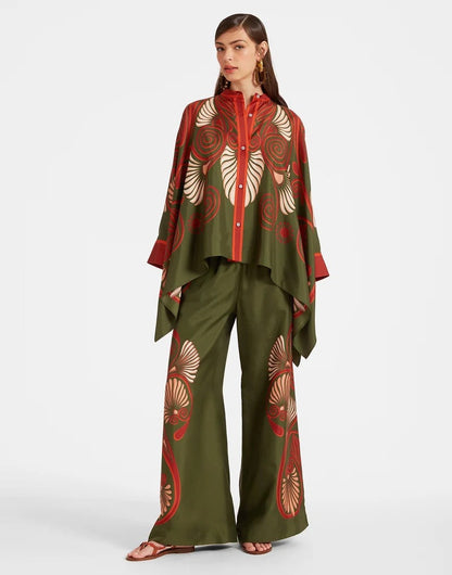 Women's Fashion Stand Collar Irregular Trousers Two-piece Suits