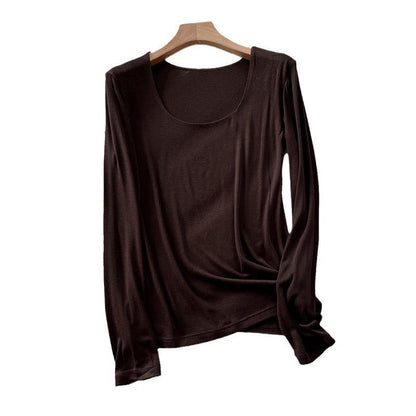 Soft Glutinous Slim Fit Base Long Blouses