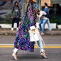 Women's Fashion Loose Ankle Print Woolen Printing Coats