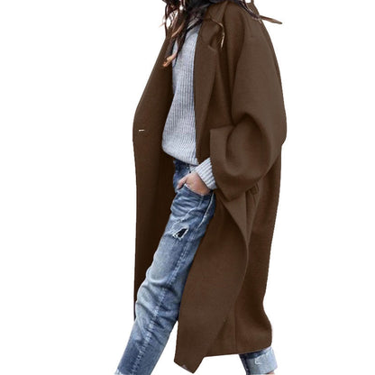 Women's Clothes Casual Long Pure Color Warm Coats
