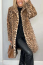 Women's Winter Fashionable Leopard Print Lapel Imitation Coats