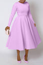 Women's Solid Color Long Sleeve Round Neck Dresses