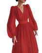 Color Elegant Lady Puff Sleeve Polka Dresses