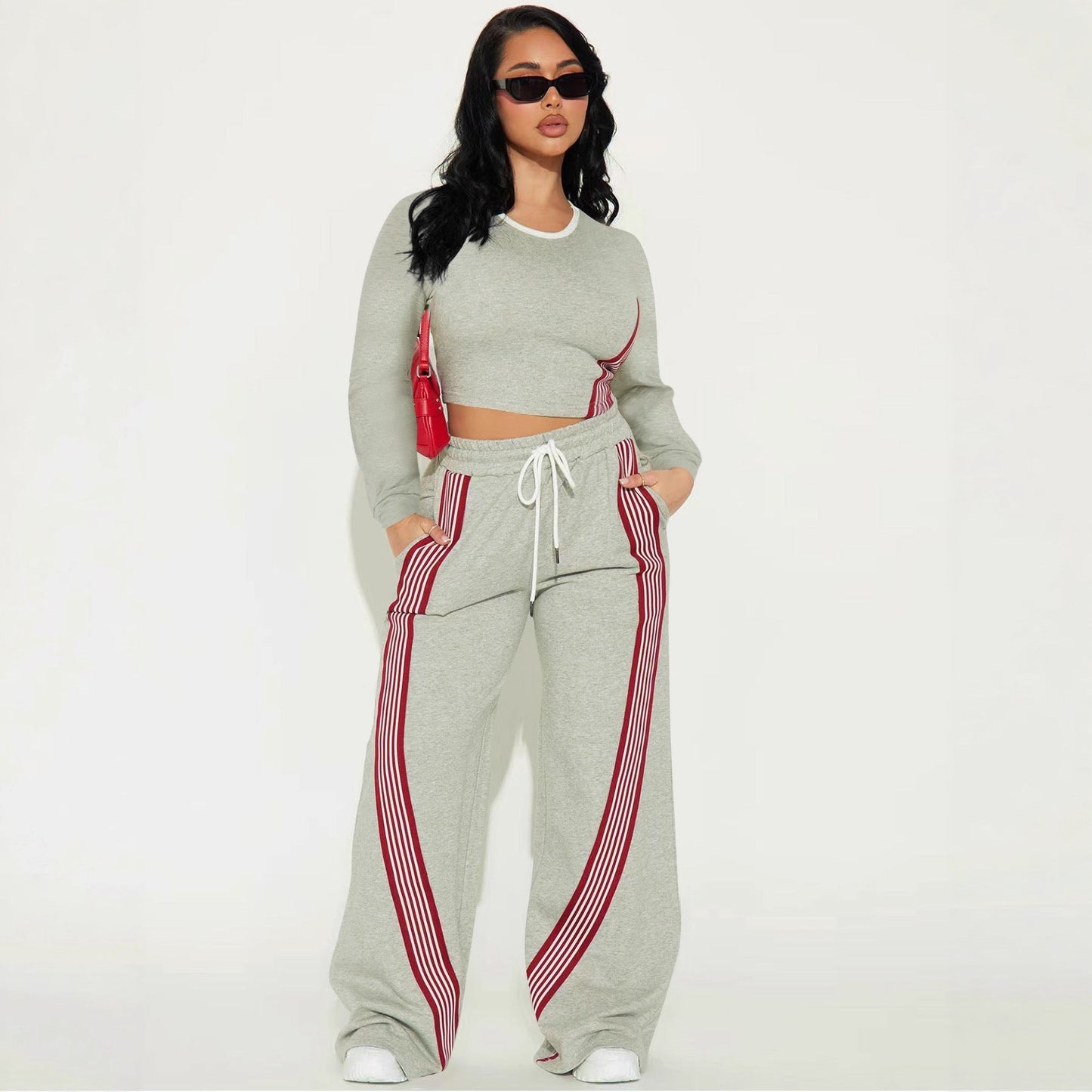 Women's Fashion Casual Long Sleeve Side Striped Suits