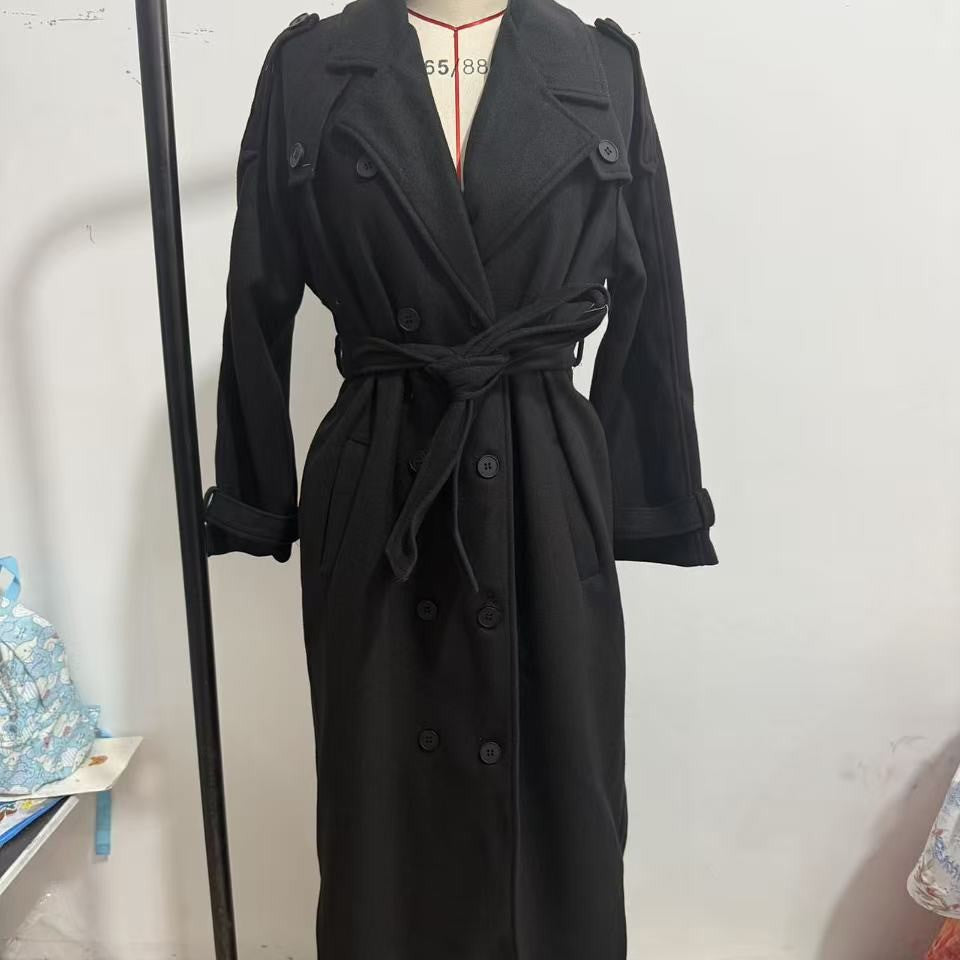 Women's Trench Elegant Lapel Large Casual Long Double Coats