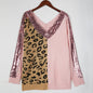 Women's Sequins Stitching Leopard Print Elegant Pullover Sweaters