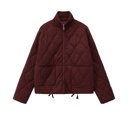 Women's Wear Commuting Fashion Stand Collar Diamond Coats