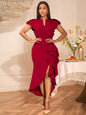 Elegant Ruffled Dress High Waist Slit Irregular Dresses