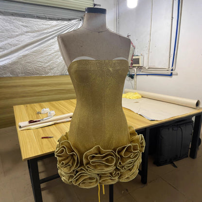 Women's Gold Sequin Sexy Tube Dress Tight Dresses