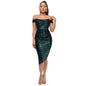 Women's French Style Pleated Sequined Split Elegant Dresses