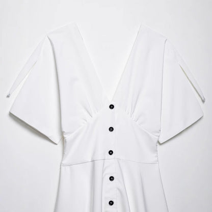 Women's Series Button Decoration Midi Dress Dresses