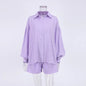 Women's Cotton Jacquard Striped Lapel Puff Sleeve Suits