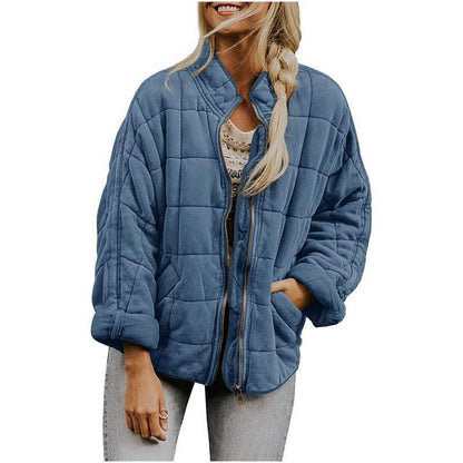 Women's Solid Color Stand-up Collar Loose Pockets Long Coats