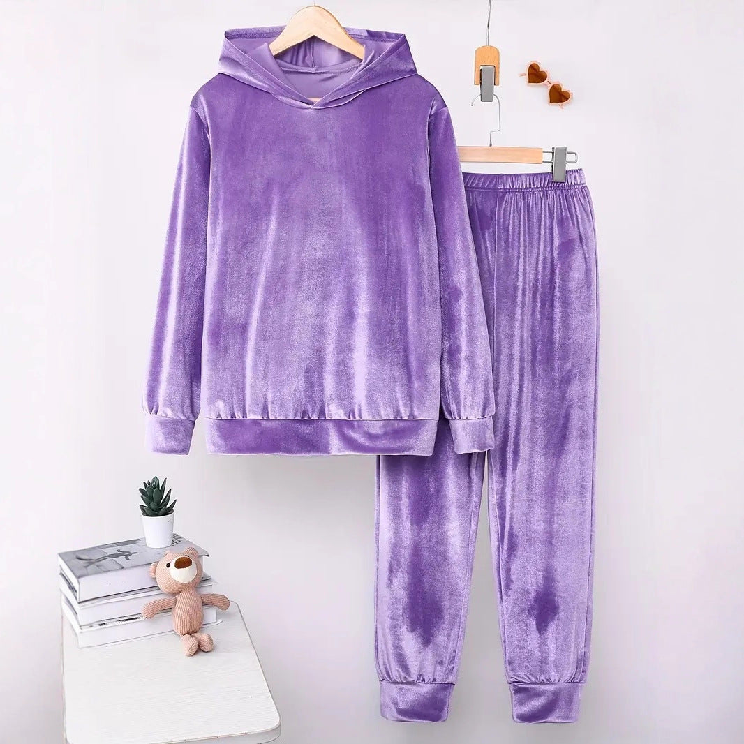 Durable Veet Pajamas Hooded Trousers Two-piece Suits