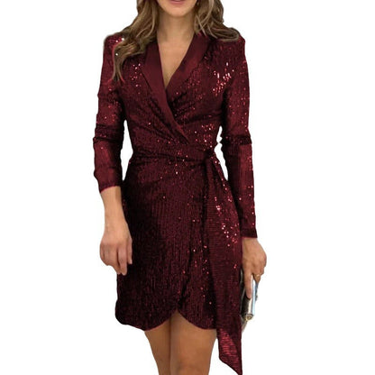Women's Sequin Sexy Shiny Crystal Cinched Dress Shorts