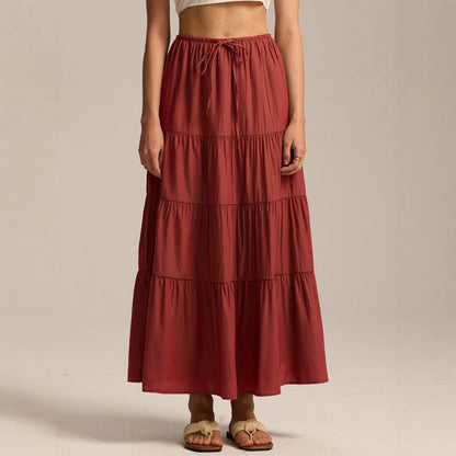 Women's Waist Elastic Large Swing Loose Patchwork Skirts