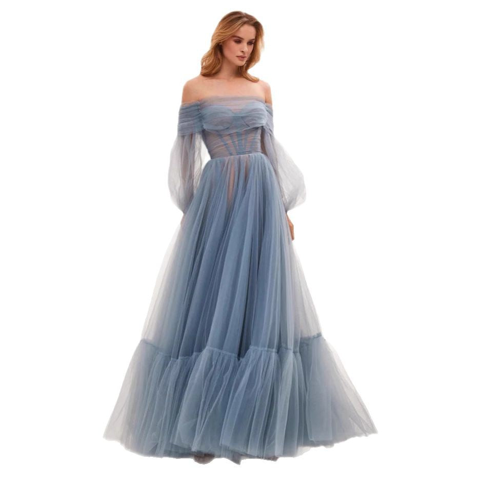 Women's Mesh Long Sleeve Dress Large Swing Dresses