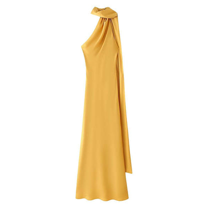 Light Mature Woman Summer Ribbon Halter Dresses