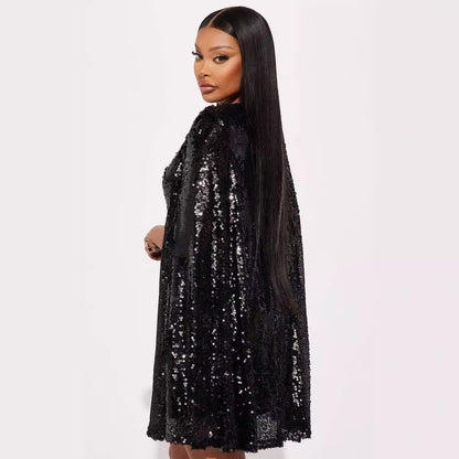 Women's Spring Fashion Stand Collar Sequins Dress Dresses