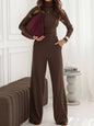 Turtleneck Pullover Wide Leg Trousers Two-piece Suits