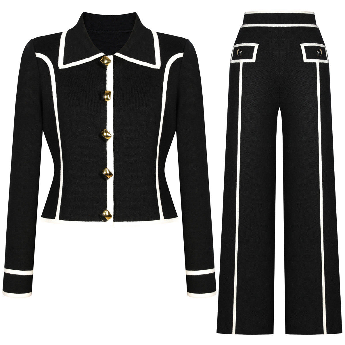 Creative Fashion Knitted Woolen Tup Straight Suits