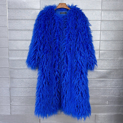 Imitation Tan Wool Extended Furry Color Coats