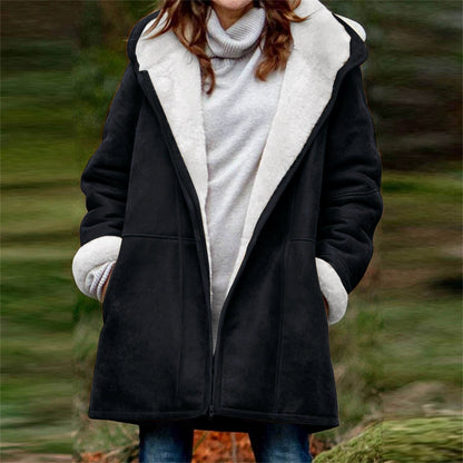 Women's Casual Loose Veet Thickened Solid Color Coats