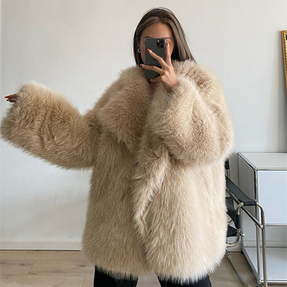 Women's Leather Fur Faux Loose Korean Style Coats