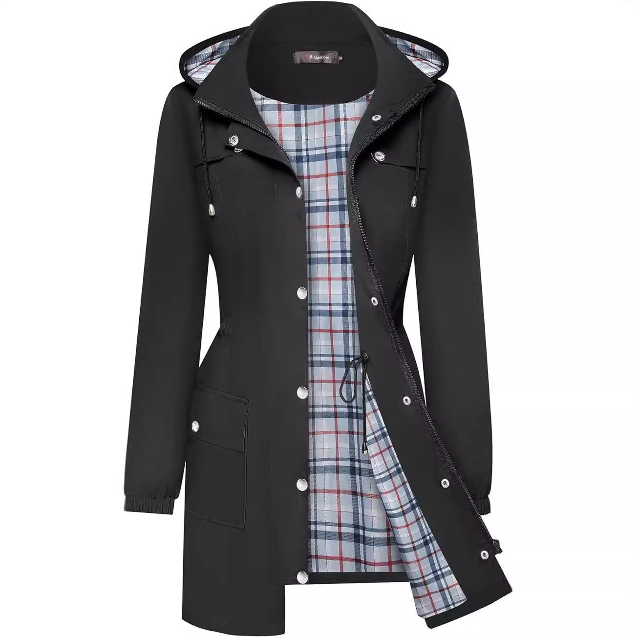 Women's Casual Fashion Plaid Long Sleeve Anorak Coats